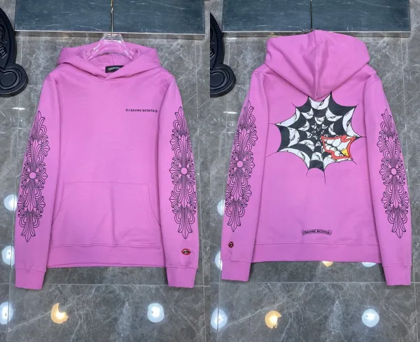Chrome Hearts Spiderweb Hoodie Pink - 1