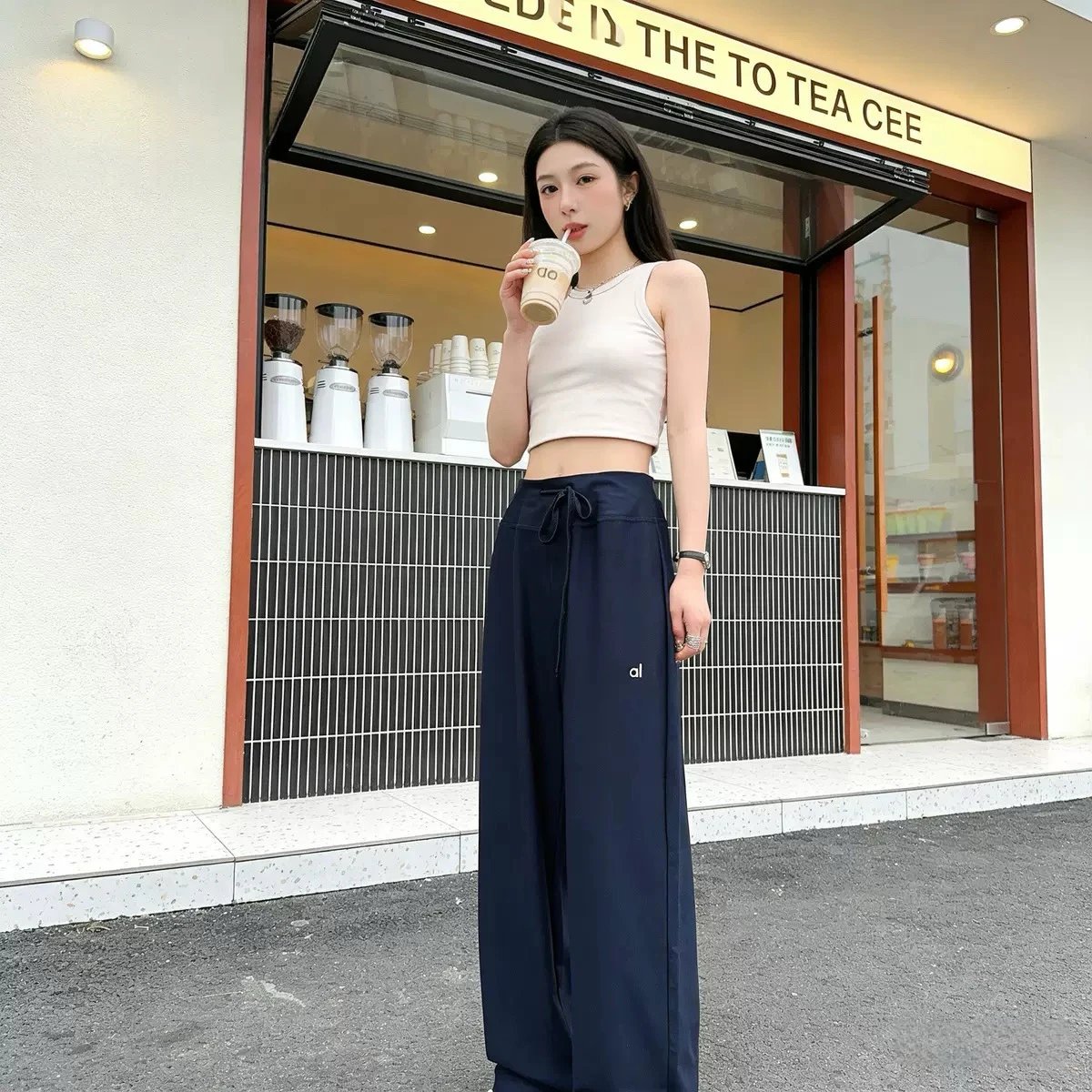 Design Wide-Leg Drawstring Pants Black - 5
