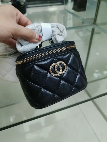 Chanel Mini Vanity Case Quilted Leather in Yellow, Pink, White, and Black Clutches - 9