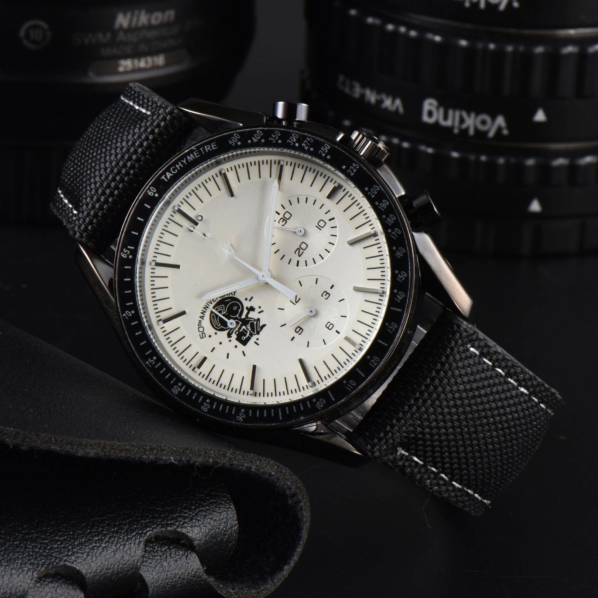 Omega Speedmaster Apollo 11 50th Anniversary Chronograph White Dial Blue Strap Watch Watches - 6
