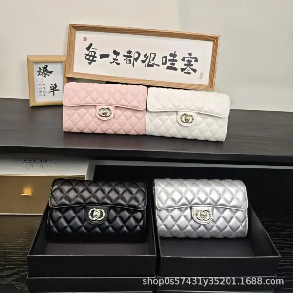 Chanel Classic Flap Wallet in Quilted Lambskin – Pink, White, Black, Silver Long Wallet - 1