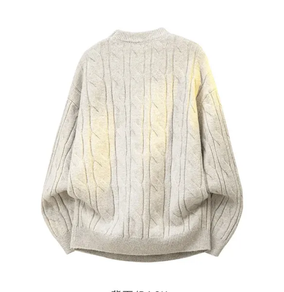 Design Cable Knit Oversized Sweater Beige - 16