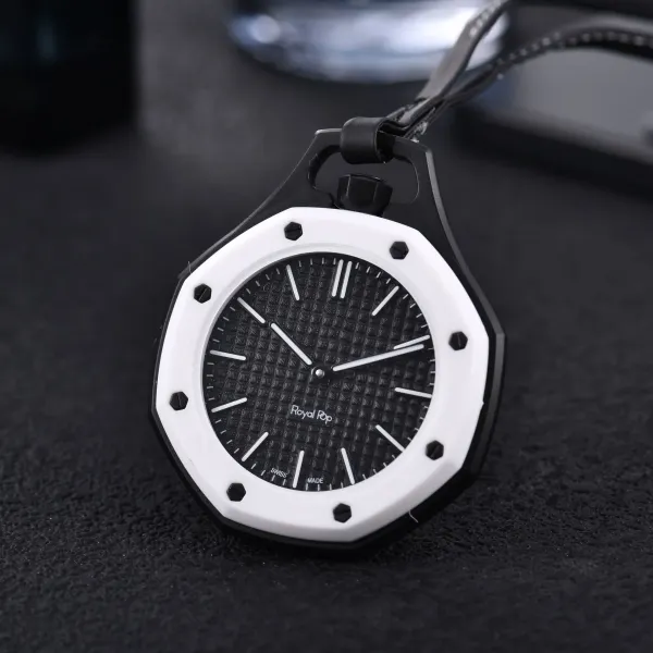 Design Royal Pop Octagonal Pendant Watch Black and White Accessories - 1