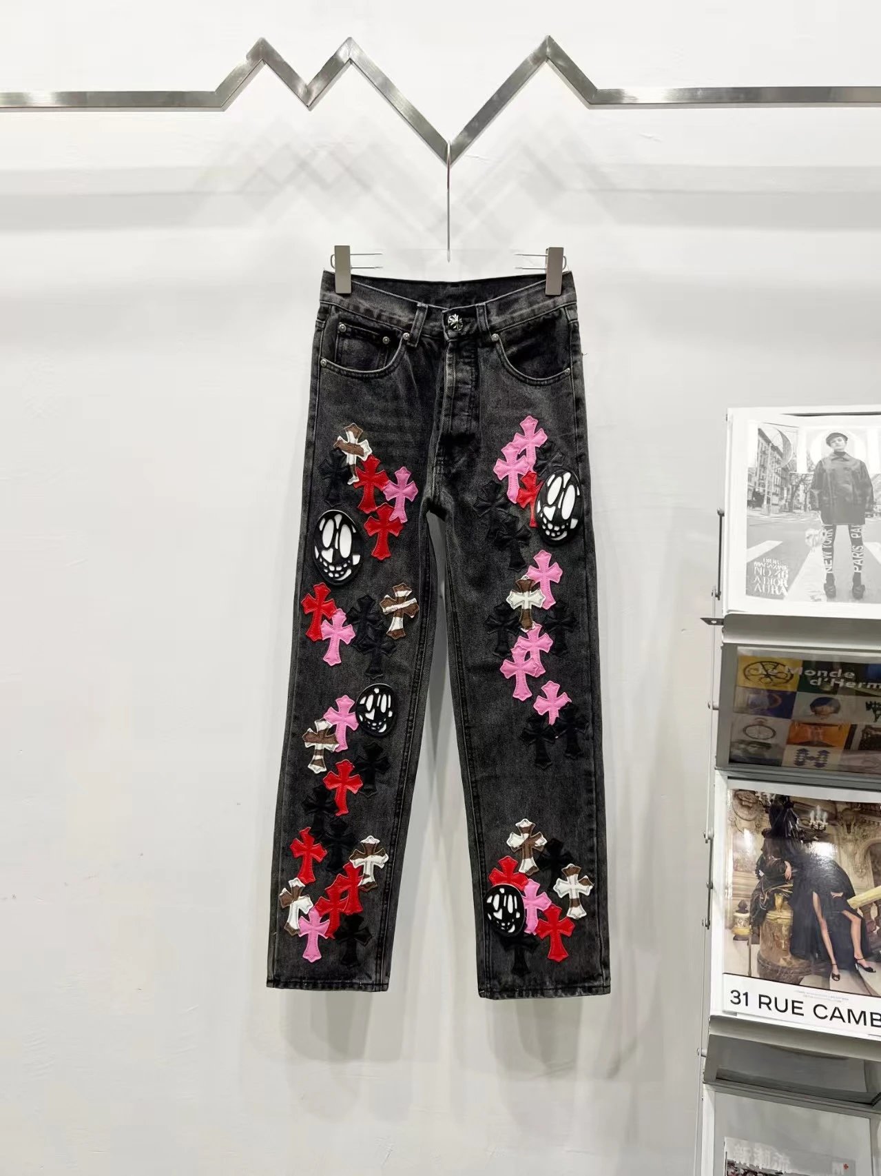 Chrome Hearts Cross-Embellished Black Jeans - 30