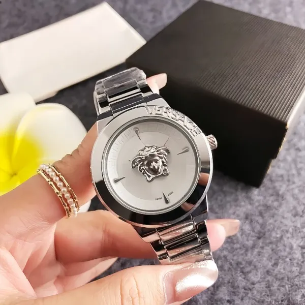 Versace Medusa Green Dial Gold-Tone Watch Watches - 5