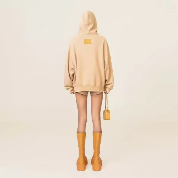 Design Oversized Zip-Up Hoodie Beige Hoodie - 10