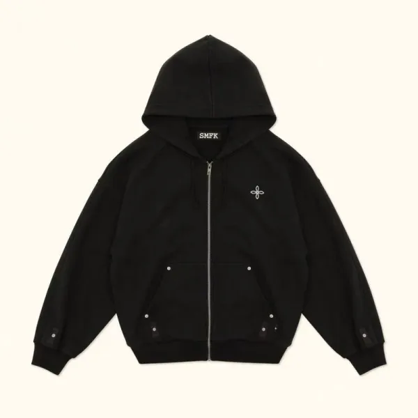Design Oversized Zip-Up Hoodie Beige Hoodie - 12