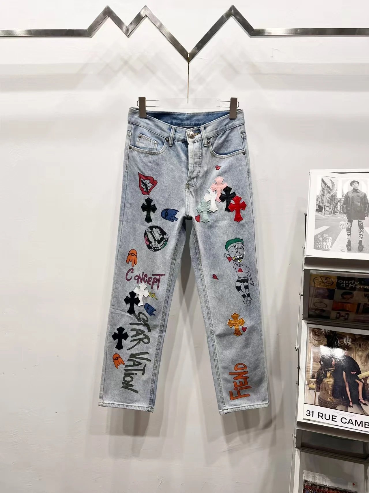Chrome Hearts Cross-Embellished Black Jeans - 36