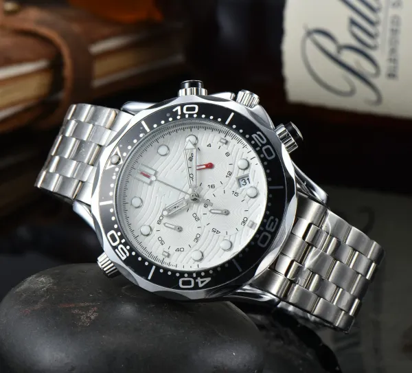 Design Omega Seamaster Chronograph Black Ceramic White Dial Watch Watches - 5