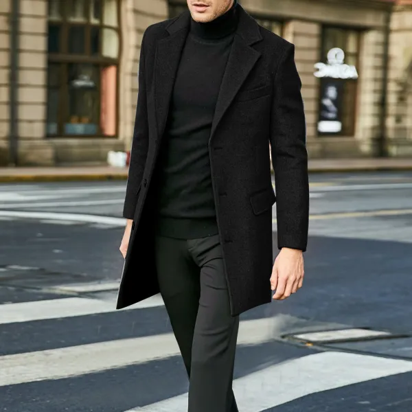 Design Wool Blend Overcoat Black Men's Coat Outerwear.coat - 7