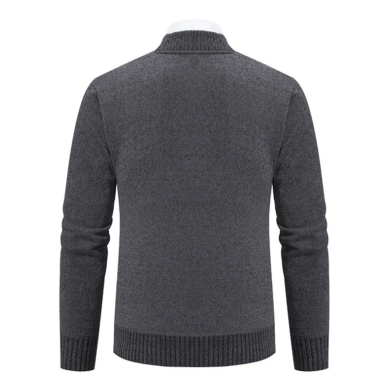 Design Zip-Up Knit Bomber Jacket Gray Outerwear Jacket - 7