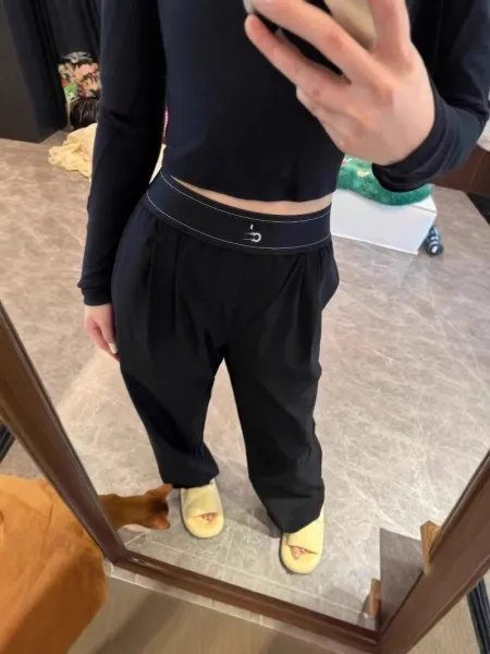 Design Lounge Pants Black with Contrasting Waistband - 1
