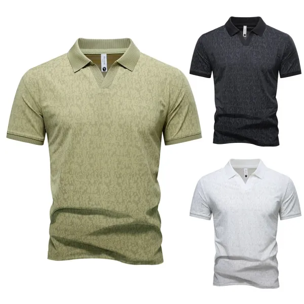 Design Patterned Black Polo Shirt - 6