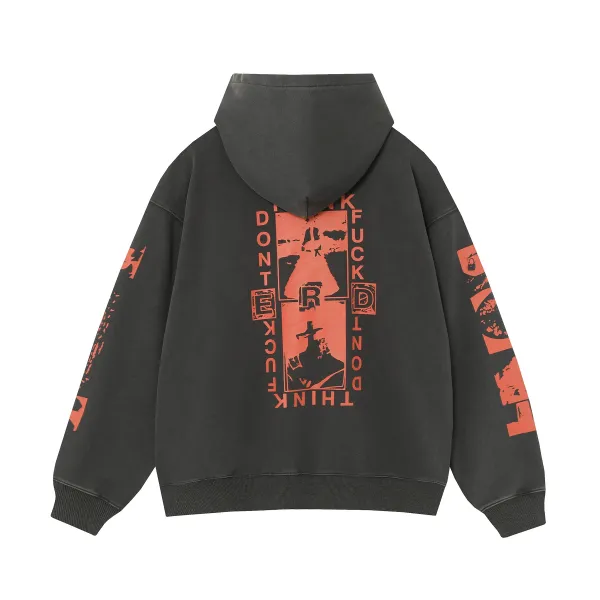 Design Oversized Hoodie Charcoal Gray Hoodie - 4