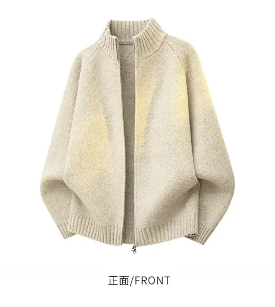 Design Gradient Knit Zip-Up Cardigan Gray Yellow Outerwear.cardigan - 13