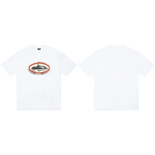 Design Oval Print White T-Shirt - 1
