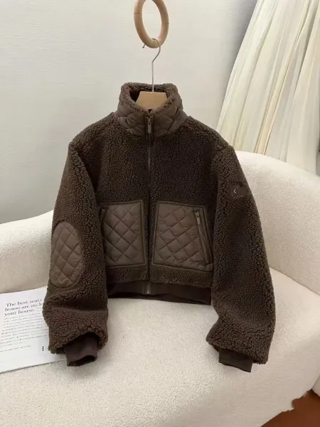 Design Sherpa Fleece Hybrid Quilted Jacket Brown Outerwear.jacket - 1