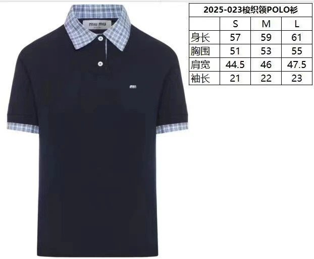 Design Layered Collar Polo Black with Blue-White Check Plaid Trim Tops.polo - 2