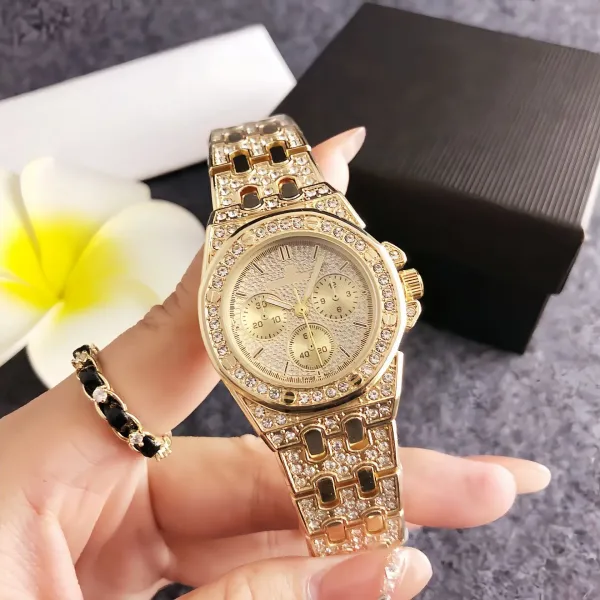 Design Chronograph Gold-tone Crystal-Embellished Watch Watches - 1