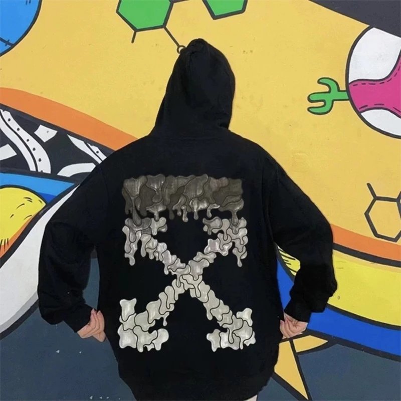 Off-White Painted Arrow Hoodie Black - 7