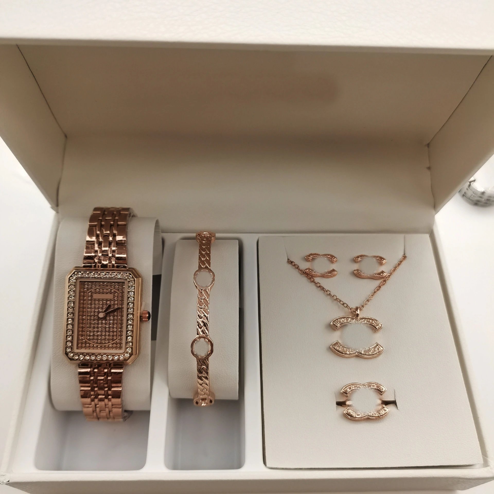Chanel Coco Crush Set Silver-tone Crystal-Embellished Watch and Jewelry Set - 5