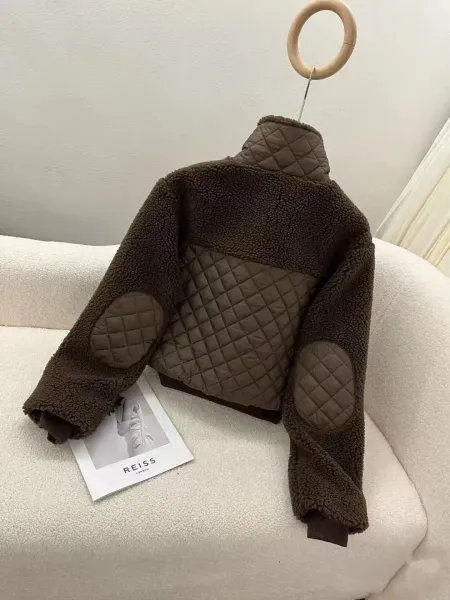 Design Sherpa Fleece Hybrid Quilted Jacket Brown Outerwear.jacket - 12