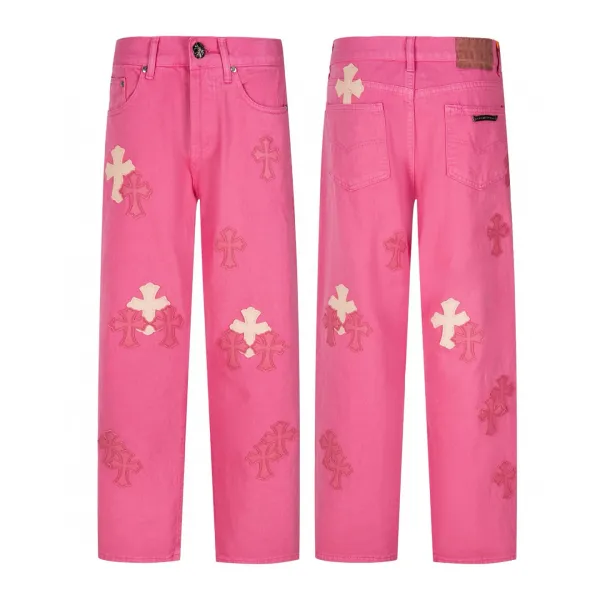Chrome Hearts White Cross-Embroidered Straight-Leg Jeans - 7