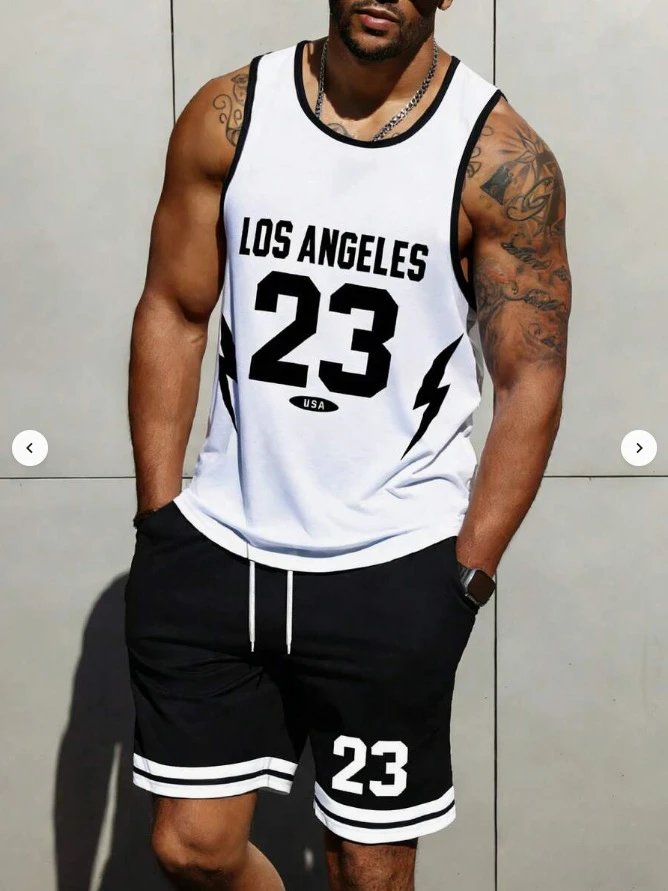 Design Los Angeles 23 Lightning Tank Top and Shorts Set Black - 5