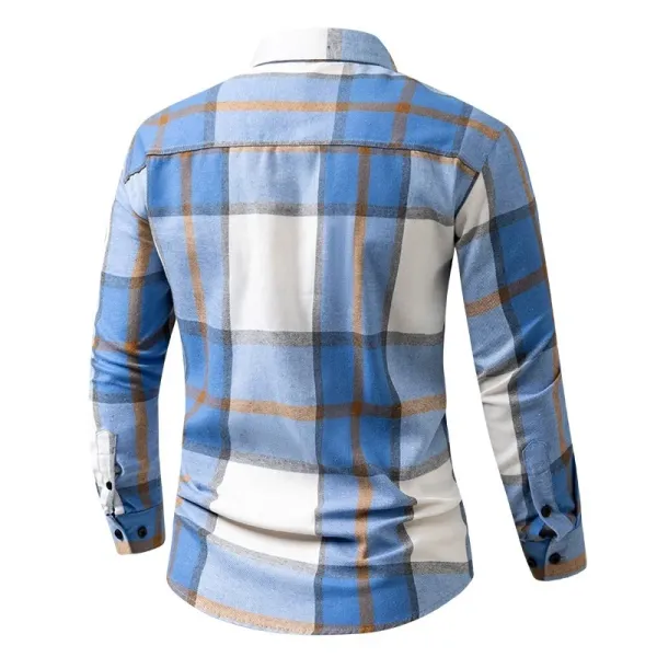 Design Plaid Button-Up Shirt Red White Gray Tops Shirt - 10