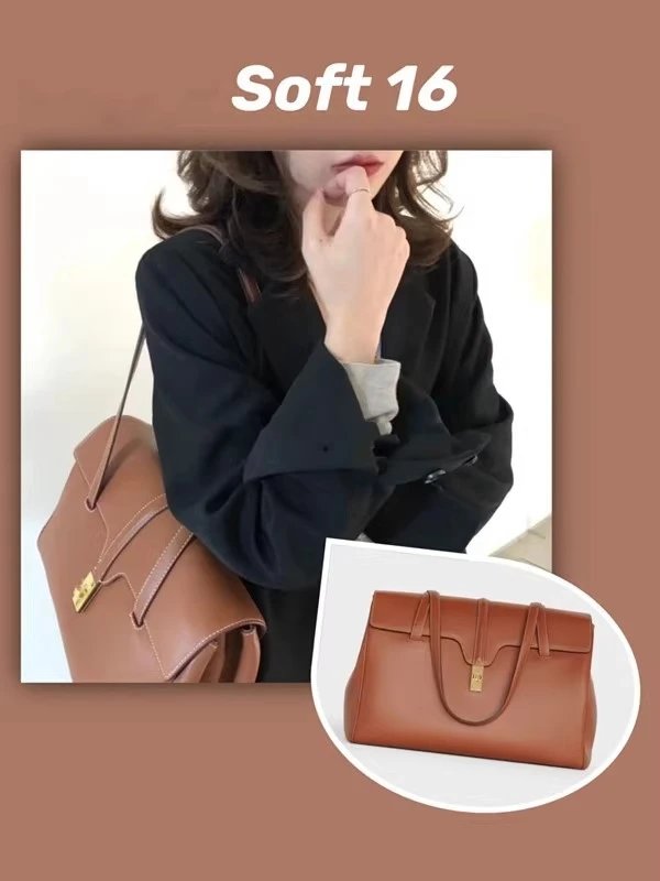 Celine Triomphe Tote Brown Leather Handbag - 2