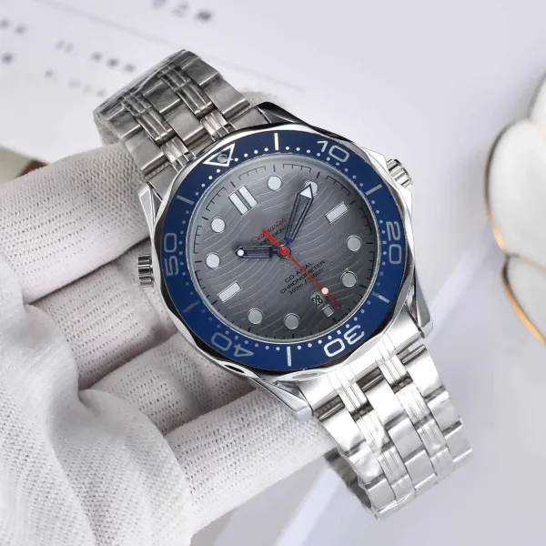 Omega Seamaster Professional Chronometer Gray Dial Blue Bezel Steel Watch Watches - 1