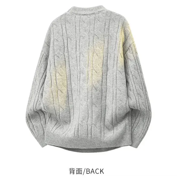 Design Cable Knit Oversized Sweater Beige - 12