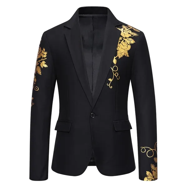 Design Embroidered Rose Blazer Burgundy Gold Outerwear.blazer - 9