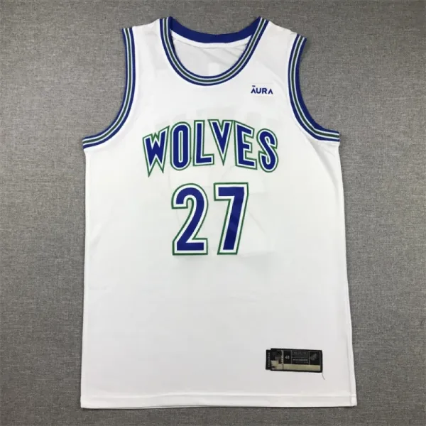 Design Aura Wolves #27 White Basketball Jersey - 1