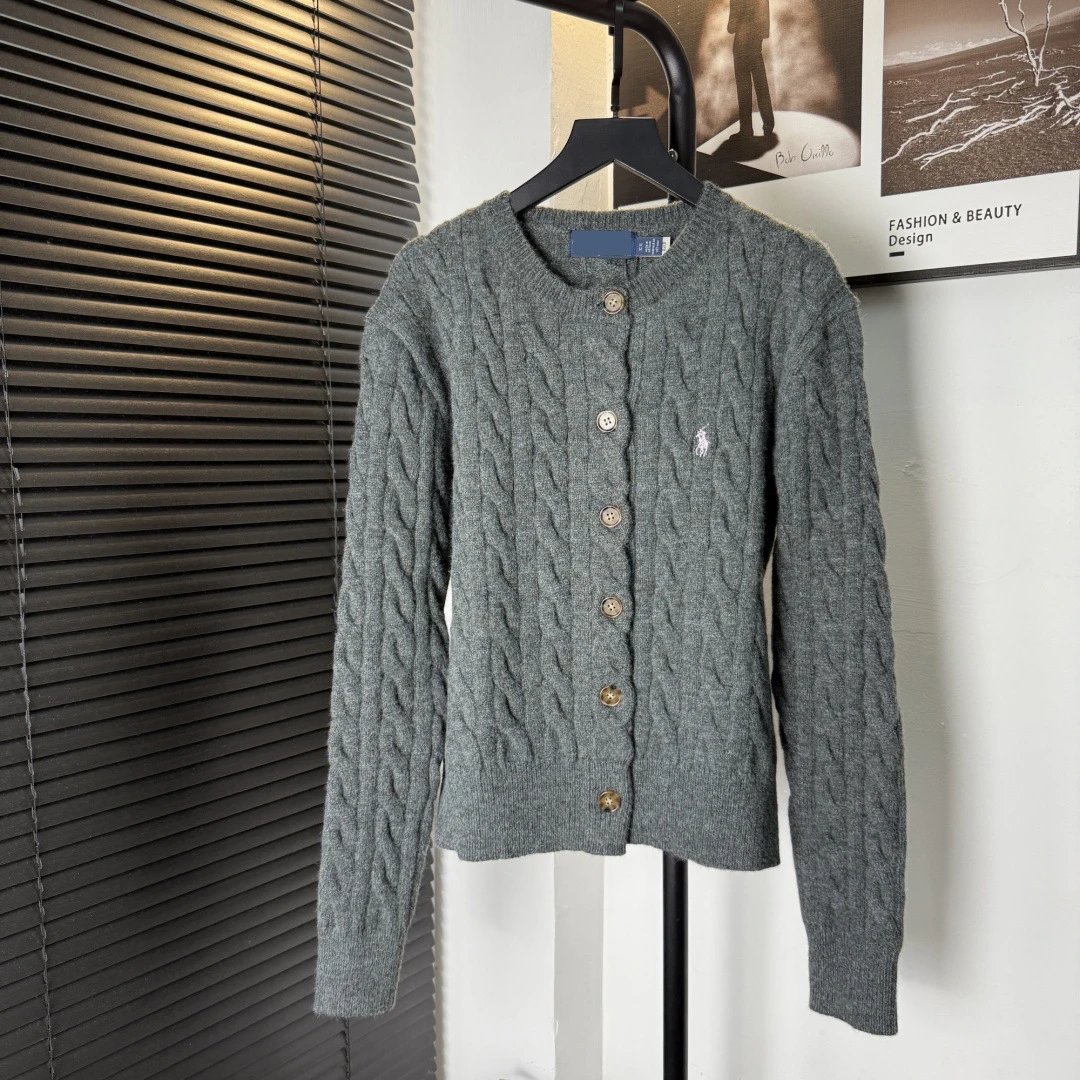 Polo Ralph Lauren Cable Knit Cardigan Gray Sweater - 1