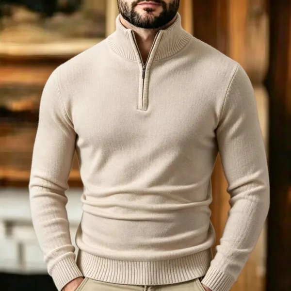 Design Half-Zip Sweater Navy Blue - 6
