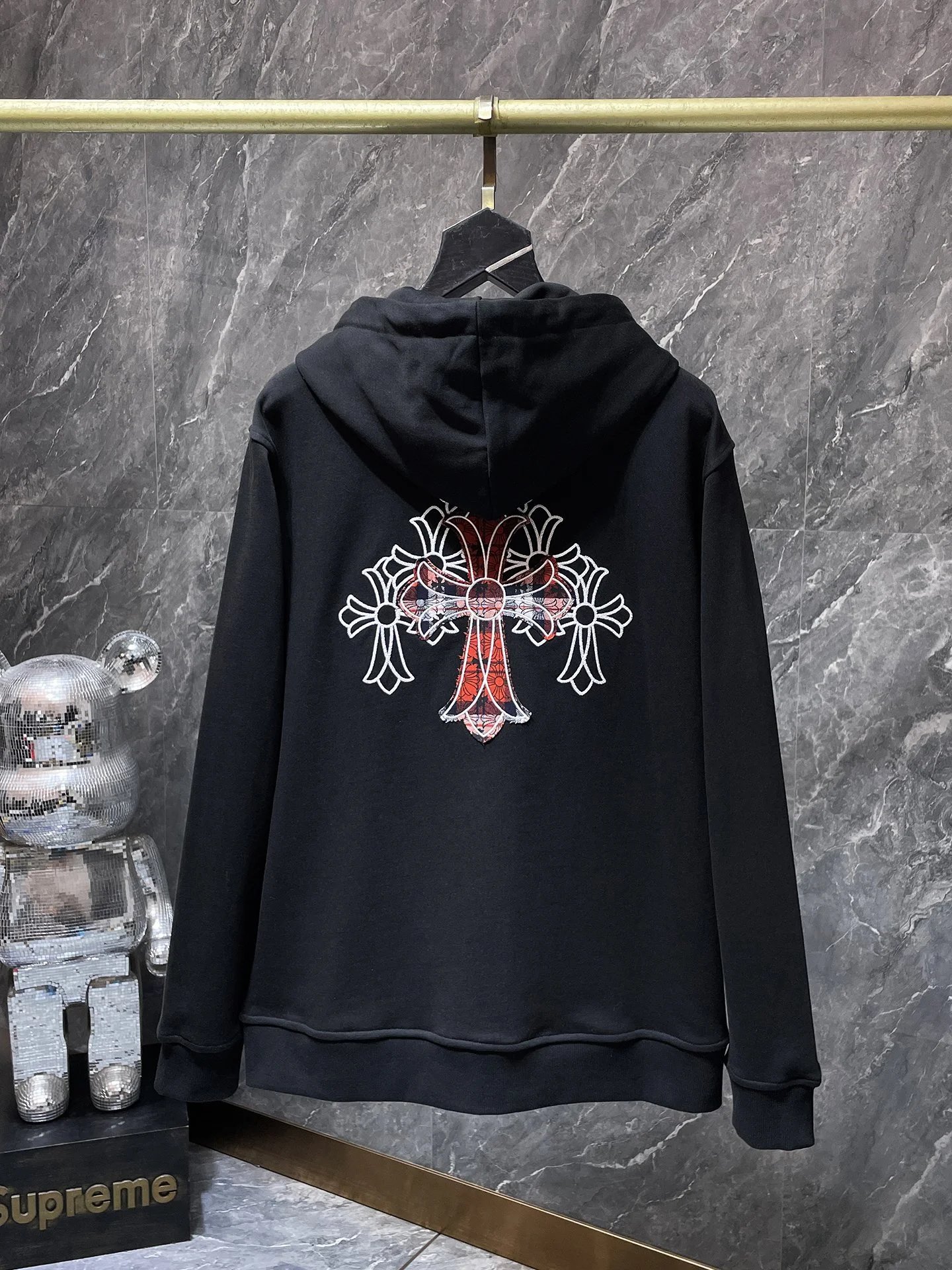 Chrome Hearts Cross Motif Zip-Up Hoodie Black - 32