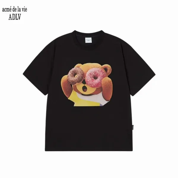 Design Acme de la Vie Donut Bear Black T-Shirt T-Shirts - 1