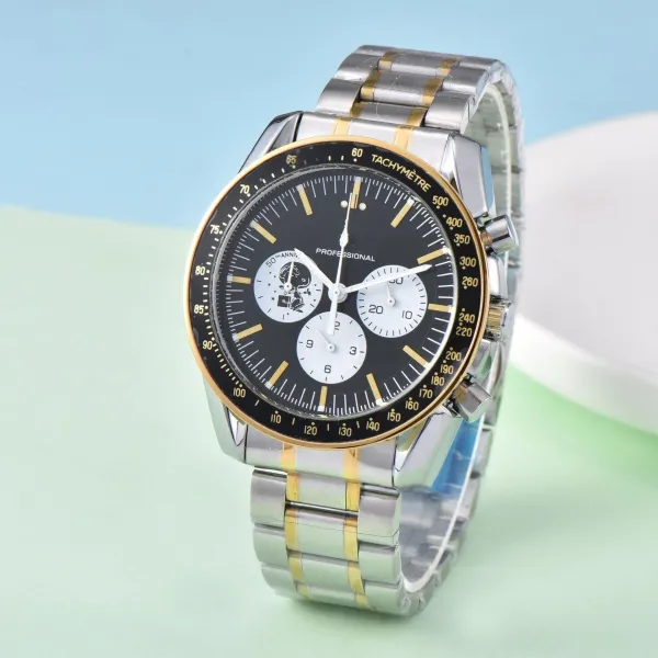 Design Professional Chronograph White Dial Black Steel Watch Watches - 5