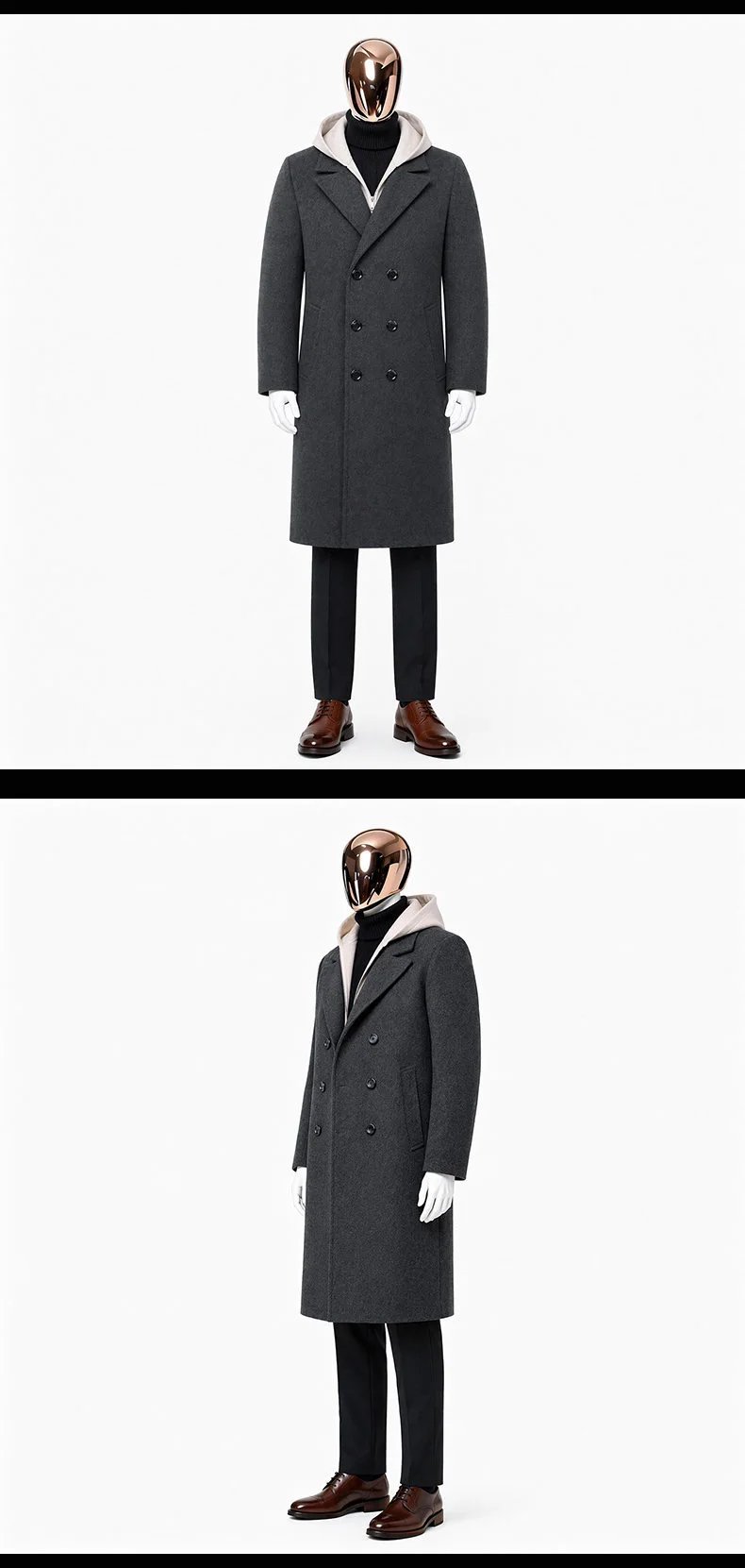 Design Double-Breasted Wool Coat Gray Men's Overcoat Outerwear.coat - 18