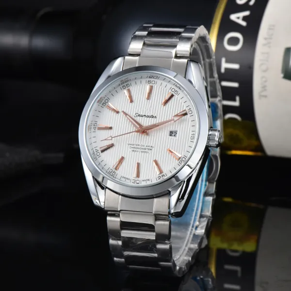 Omega Seamaster Master Co-Axial Chronometer Silver Dial Rose Gold Accents Mechanical Watch Watches - 1