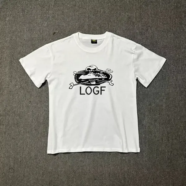 Design LOGF Skull Burger T-Shirt White Tops.t Shirts - 1