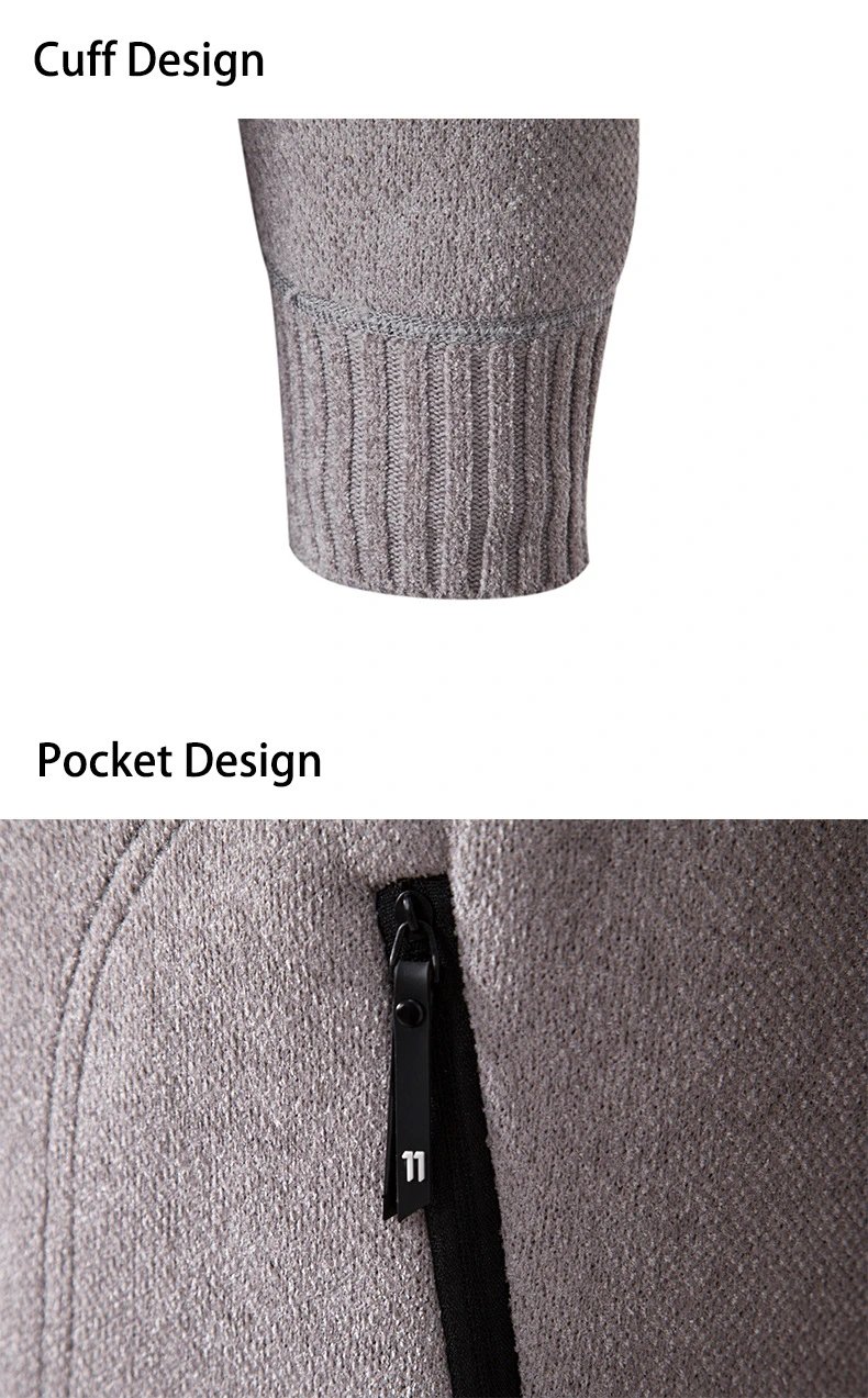 Design Zip-Up Knit Bomber Jacket Gray Outerwear Jacket - 18