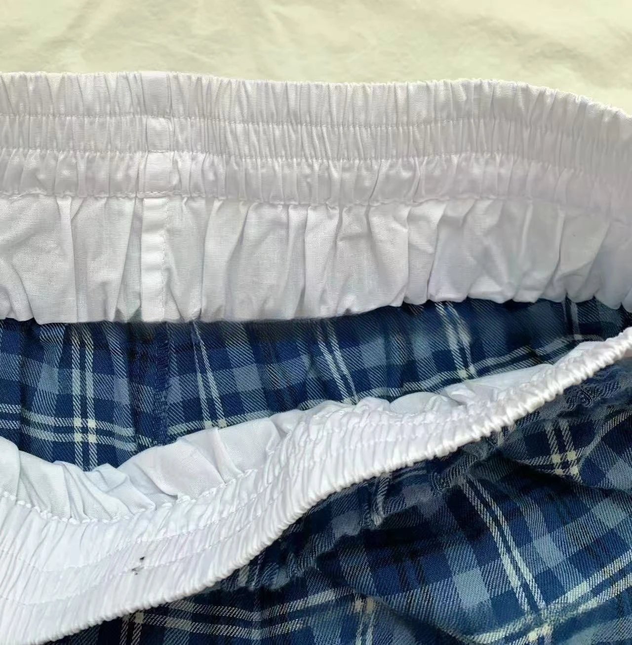 Design Plaid Wide-Leg Pants Blue White - 10