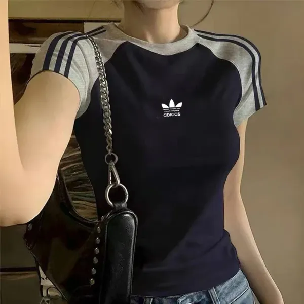 Adidas Originals Cropped Raglan T-Shirt Black / Gray - 5
