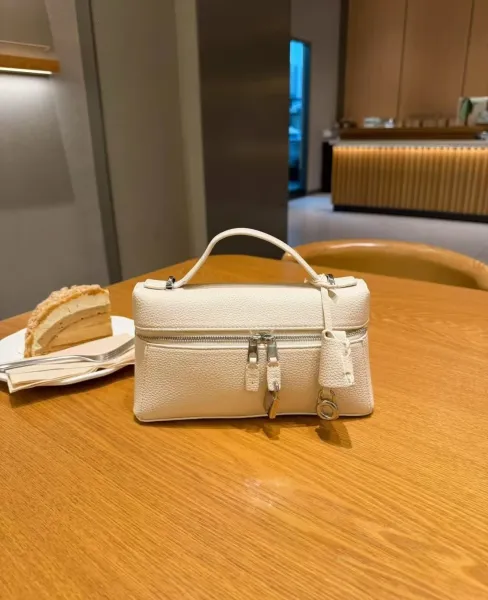 Design Mini Box Bag White Pebbled Leather Handbag - 1