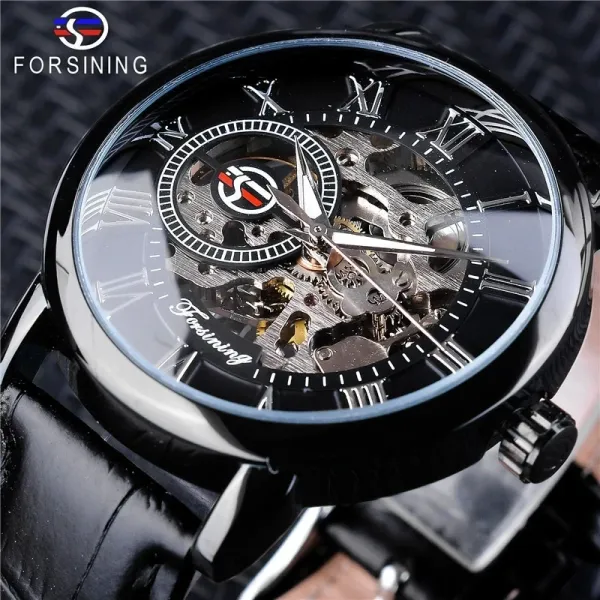 Design FORSINING Skeleton Mechanical Watch Black Watches - 1