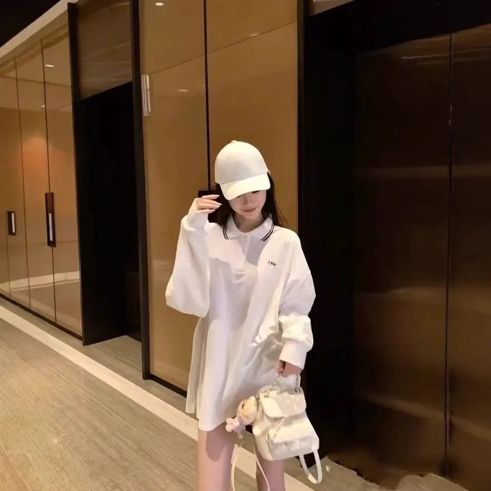 Miu Miu Long Sleeve Polo Shirt White Tops.polo - 6