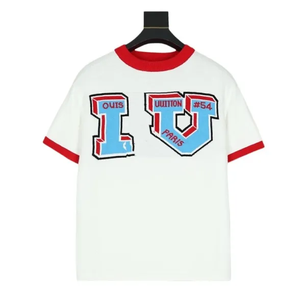 Louis Vuitton LV Logo Ringer T-Shirt White with Red Trim - 1