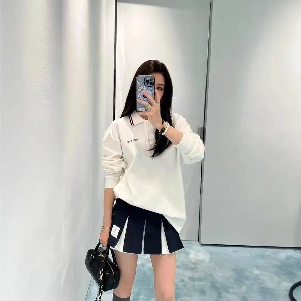 Miu Miu Long Sleeve Polo Shirt White Tops.polo - 8